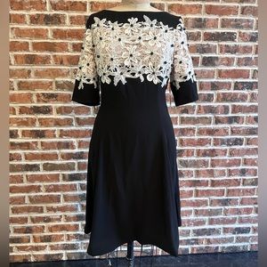 SHANI Lace Fit & Flare Crepe A-Line Dress